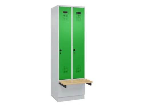 locker met bank,HxBxD 1950x600x815mm,2vak,vak B 300mm,draaigrendel