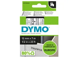 Labeltape Dymo 45010 D1 S720500 12mmx7m zwart op transparant