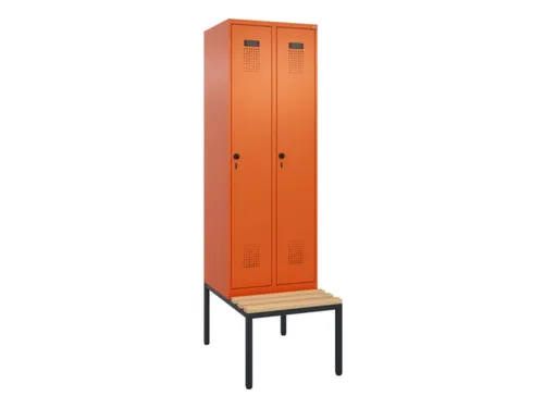 locker met bank,voor scheiding van kleding,HxBxD 2120x600x815mm,2vak