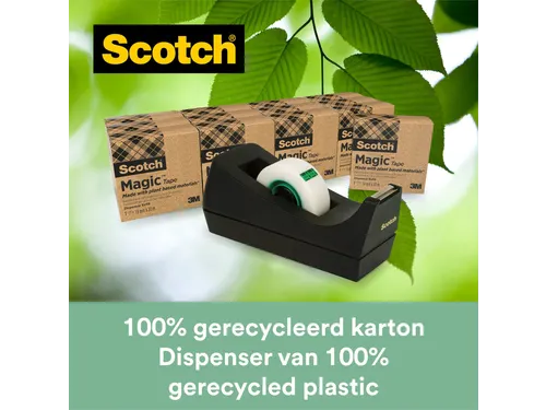Plakband Scotch Magic 810 19mmx33m transparant 14 rollen + houder