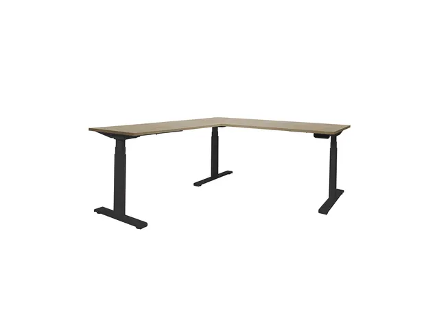 Elektrisch Hoekbureau Dextro Plus 160x200cm Frame Zwart Havana Kersen