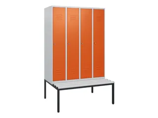 locker met bank,HxBxD 1950x1200x815mm,4vak,vak B 300mm,cil.-slot - 1