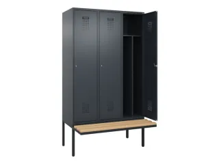 locker met bank,voor scheiding van kleding,HxBxD 2120x1200x815mm,3vak - 1