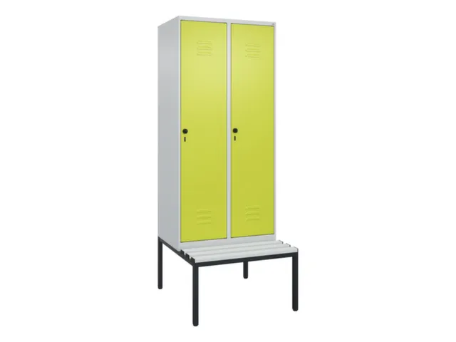 locker met bank,HxBxD 2120x800x815mm,2vak,vak B 400mm,draaigrendel