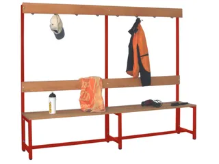 Omkleedbank LxB 2000x400mm Houten Latten Haken Enkelzijdig Ral3000 - 2