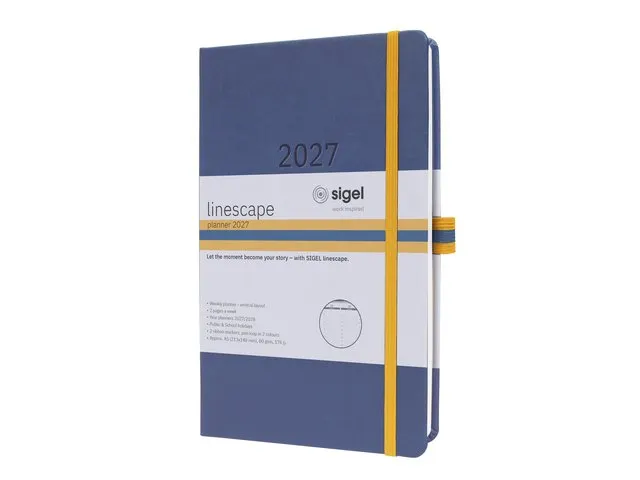 Weekagenda Linescape A5 2027 (EN) blauw Hardcover verticale indeling