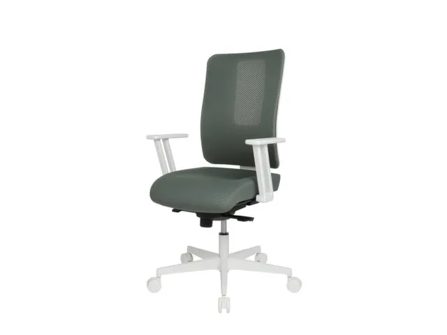 Bureaustoel,Synchroonmech.,M. Armleuningen,Zitting Stof Grijs-Groen
