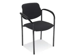 Bezoekersstoel,4Voeten Ronde Buis Zwart,M. Armleuningen