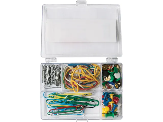 Kantoorset punaises, gummen, paperclips 110 stuks