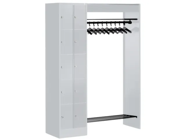locker met kapstok,HxBxD 1950x1410x480mm,romp RAL7035,front RAL7035