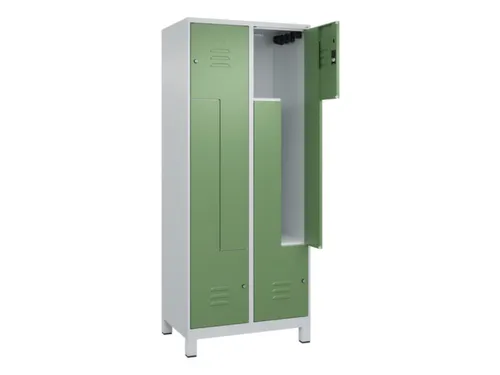 Z-garderobekast,HxBxD 1950x800x500mm,vak B 200/400mm,cil.-slot,voeten