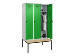 locker met bank,HxBxD 2120x1200x815mm,3vak,vak B 400mm,draaigrendel