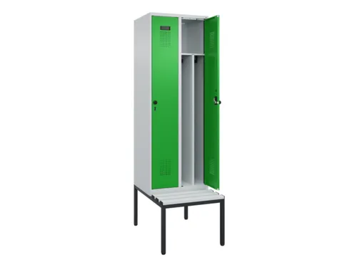 locker met bank,voor scheiding van kleding,HxBxD 2120x600x815mm,2vak