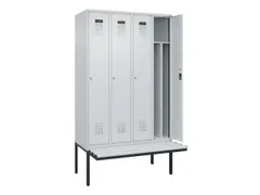 locker met bank,voor scheiding van kleding,HxBxD 2120x1200x815mm,4vak