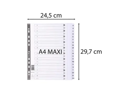 Bedrukte tabbladen geplastificeerde tabs 20-delig A-Z A4 maxi Assorti