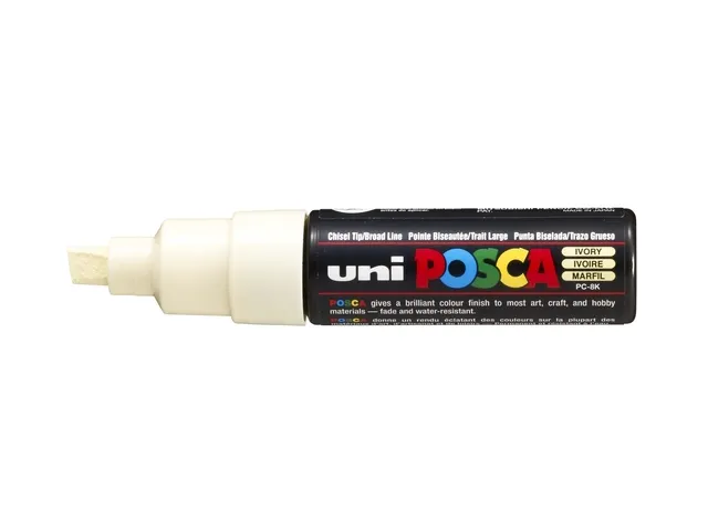 Verfstift Posca PC8K Brede punt 8mm schuin ivoor