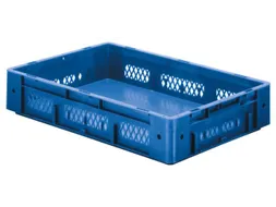 Euronorm Stapelkrat 120x600x400mm 20l Opengewerkt/Bodem Gesl. Blauw