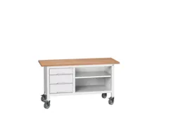 werkbank,HxBxD 830x1500x600mm,multiplexblad,uitrusting: 3laden,legbord