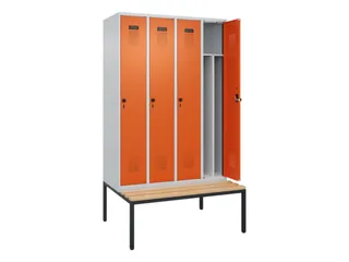 locker met bank,voor scheiding van kleding,HxBxD 2120x1200x815mm,4vak - 1