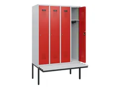 locker met bank,HxBxD 1950x1200x815mm,4vak,vak B 300mm,cilinderslot