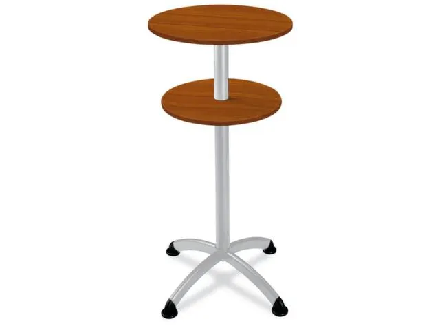 Statafel Stalen 4-Poots H 112cm Onderstel Alu Zilver Kersenhout