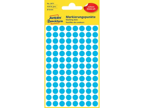 Etiket Avery Zweckform 3011 Rond Ø8mm Blauw 416 Stuks