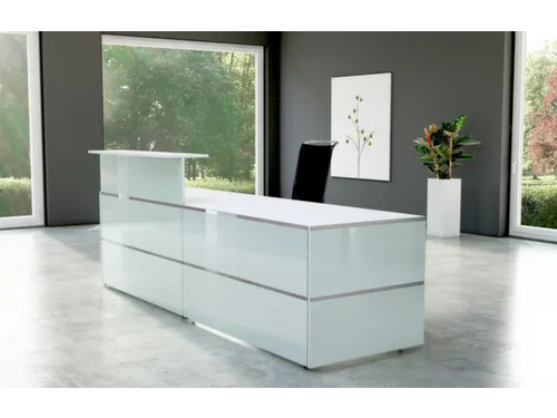 Balie Compleet bxd 2700x1015mm Recht Glazen Front wit