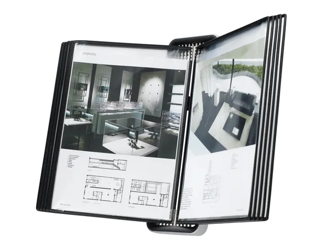 Système de présentation mural Tarifold VEO A4 PP avec 10 poches noir