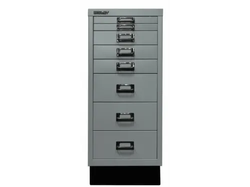 kantoor-ladekast HxBxD 670x279x380mm 8 laden romp zilverkleurig staal
