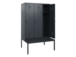 locker met bank,HxBxD 1950x1200x815mm,3vak,vak B 400mm,draaigrendel