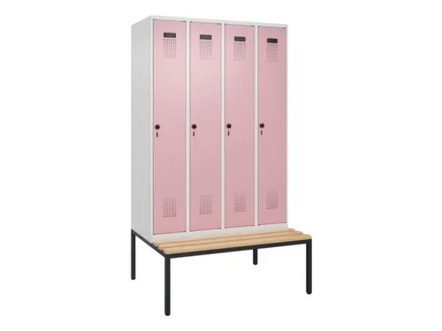 locker met bank,HxBxD 2120x1200x815mm,4vak,vak B 300mm,draaigrendel