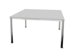 vergadertafel 74x140x140cm vierkant 4voeten verchroomd MP-lichtgrijs