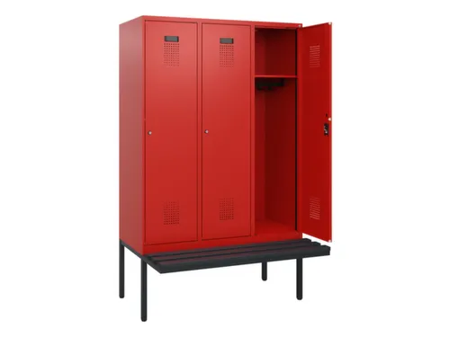 locker met bank,HxBxD 1950x1200x815mm,3vak,vak B 400mm,cilinderslot