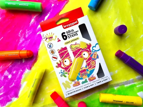 Verfstift Bruynzeel Kids assorti neon 6 stuks