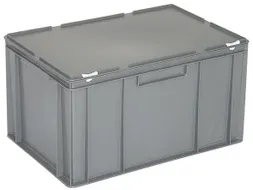 Euronorm Stapelkrat Pe Hxlxb 330X600X400Mm 63L Met Deksel Grijs