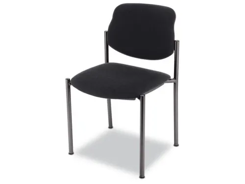 Bezoekersstoel,4Voeten Ronde Buis Zwart,Zitting Stof Zwart
