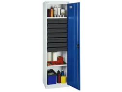 Materiaalkast 1800x500x500mm 2legborden Uitschuifbaar 7laden Ral5010