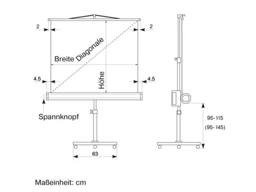 Projectiescherm Met Statief Beeldafmeting 150x150 cm Verrijdbaar