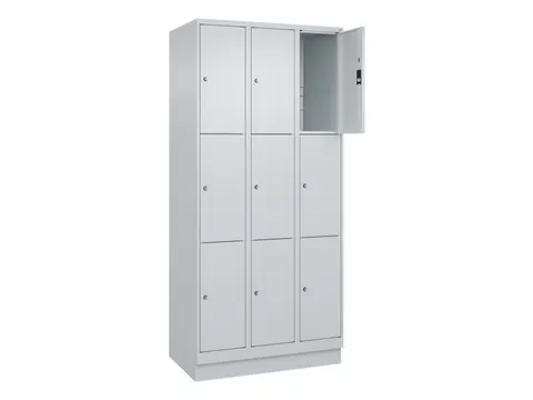 lockerkast,HxBxD 1950x900x500mm,3x3vakken,vak B 300mm,cil.-slot,sokkel