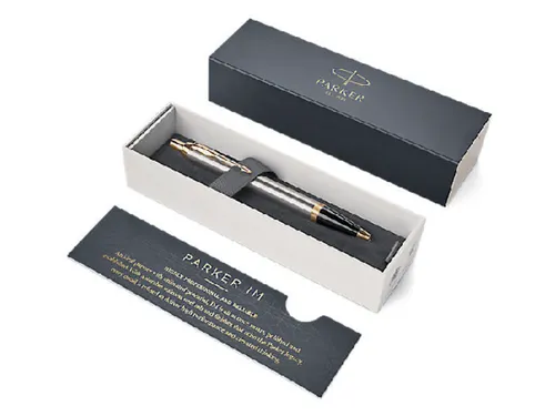 Balpen Parker IM Brushed Metal GT Medium Blauwe inkt