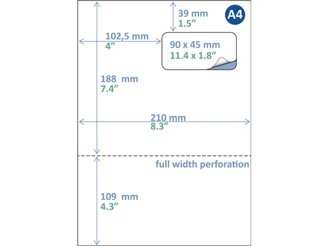 Pakbon label A4 90x45mm 100 Vel