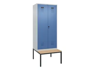PBM-locker met bank,HxBxD 2120x800x815mm,2vak,vak B 400mm,draaigrendel - 2