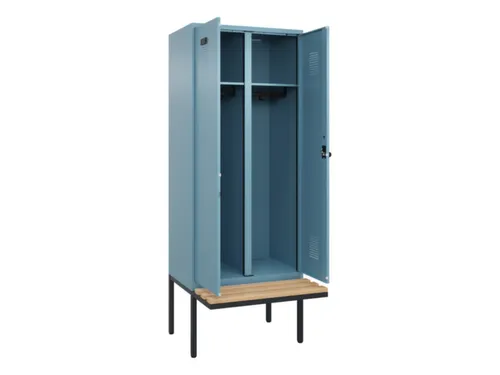 locker met bank,voor scheiding van kleding,HxBxD 2120x800x815mm,2vak