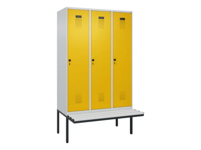 locker met bank,voor scheiding van kleding,HxBxD 2120x1200x815mm,3vak