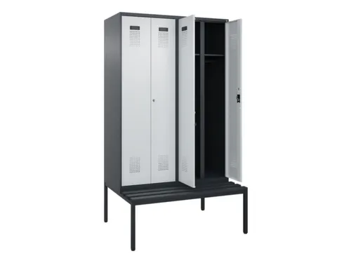 locker met bank,voor scheiding van kleding,HxBxD 2120x1200x815mm,4vak