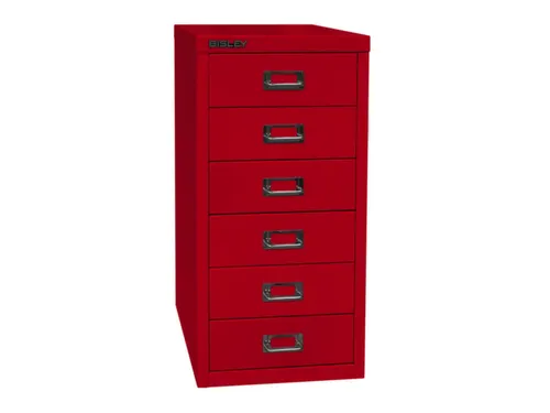 kantoor-ladekast HxBxD 590x279x380mm 6 laden romp kardinaalrood staal