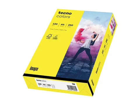 Inapa Tecno colors Gekleurd papier A4 Geel 120 gram 250vel