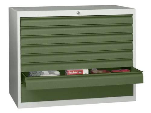 ladekast HxBxD 800x1023x600mm 8laden slot RAL7035 front RAL6011