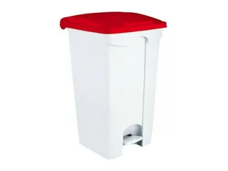 Contitop,afvalbak met pedaal 90L wit/rood - 1
