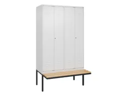 PBM-locker met bank,HxBxD 2120x1200x815mm,4vak,vak B 300mm,cil.-slot